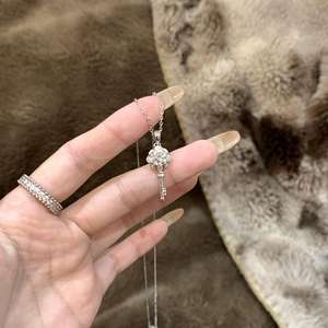 Collar Clásico Atemporal de Plata de Ley S925 con Colgante de Lágrima, Borla, un Solo Diamante Brillante, Cadena para Clavícula, Collares de Moda - Product Image 3