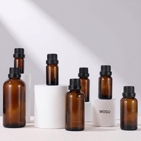 Bouteilles en verre pour huiles essentielles WOGU Amber, 5 ml, 10 ml, 15 ml, 30 ml, pour le rangement du vernis à ongles, les huiles pour le corps et les cheveux, emballage cosmétique avec étiquettes