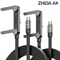 Câble de charge rapide USB-C vers USB-C 240W avec support pliable et tressé, 1,5 m, en alliage de zinc, compatible PD, avec support de téléphone – Offre Spéciale