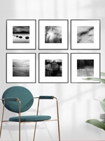 Lot de 9 décorations murales photo DIY noires avec ruban adhésif amovible pour cadre d'affichage mural de bureau