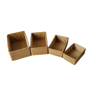 Organizzazione di contenitori per scaffali cassettiere cassettiere in legno di <span class=keywords><strong>vimini</strong></span> riciclato <span class=keywords><strong>cesto</strong></span> di conservazione in corda di carta - Product Image 3