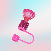Vente en gros de décorations personnalisées pour pailles de 10 mm pour gobelets, breloques en silicone pour pailles avec strass et diamants, OEM, faible MOQ