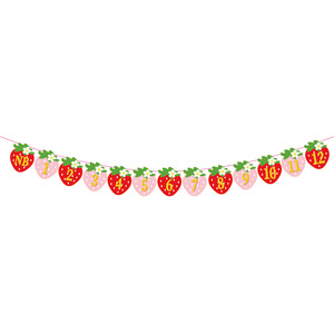 Xingyun Strawberry Number <b>Banner</b> 1-12 Birthday Party Decorations Diy Flag With Heart Shape Red Color - Product Image 2