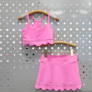 Şanslı filiz 2025 çocuklar egzersiz etek seti kızlar renk atletik kumaş 77% naylon 23% Spandex Slim Fit yüksek kız tenis etekler Suit - Product Image 2