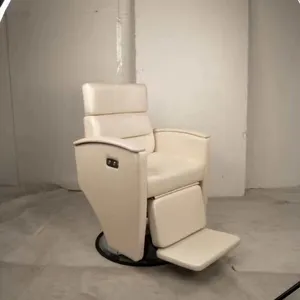 Silla de barbero reclinable de estilo moderno, silla eléctrica de salón con bomba hidráulica, color blanco