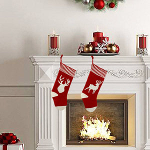 2025 nouveau bas de noël avec motif de renne fil tricoté rouge et blanc pour sac cadeau vente en gros usine <span class=keywords><strong>directe</strong></span> - Product Image 2