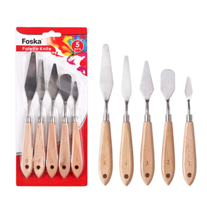 ชุดอุปกรณ์ขูดและปาดสีอเนกประสงค์ Foska 5 ชิ้น ด้ามไม้ ใบมีดสแตนเลส สำหรับศิลปิน - Product Image 1