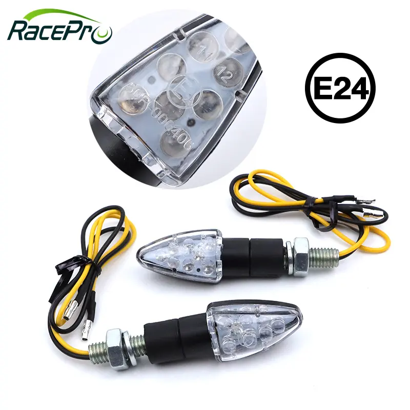 RACEPRO aksesori motor E24 EMark LED Universal, aksesori sepeda motor indikator gir LED, sinyal belok LED sepeda motor