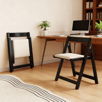 Chaise de salle à manger pliante en cuir avec structure en bois massif nordique, siège portable sans installation pour usage domestique et commercial