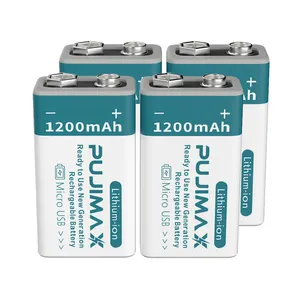 Pujimax Universele 4 Stuks 1200Mah 9V Lithium-Ion Oplaadbare Batterij Micro Usb Voor Multimeter Draadloze Microfoon
