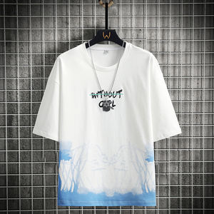 Nueva camiseta de verano para hombre, ropa suelta de tendencia, camisa de manga corta para estudiantes de marca de moda, camiseta de manga cinco cuartos con cuello redondo - Product Image 4