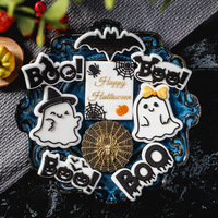 Ensemble de découpoirs et emporte-pièces 3D écologiques pour Halloween : citrouille, fantôme, toile d'araignée, chauve-souris – Moule à fondant et tampon à biscuits en plastique pour la pâtisserie