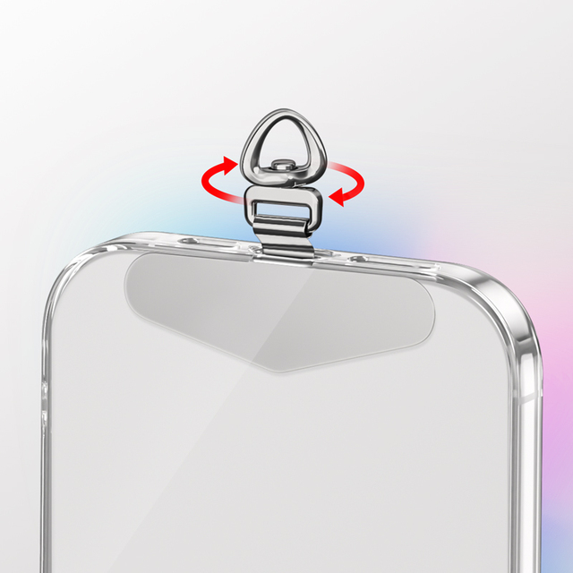 Universal Stainless Steel Slip D-Ring Mobile Phone Strap Lanyard Patch Rope Shape Metal Clip Phone Tether Tab Rotatable