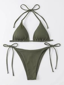 2026 European American New Style Sexy Three-Piece Striped Split Swimsuit Bikini Chest Pads Spandex/Polyester Cross-Border No - Product Image 1