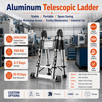 Échelle télescopique industrielle moderne en aluminium, certifiée CE, capacité 150 kg, pliable multi-positions pour entrepôt, construction et maintenance