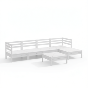 Set Lounge da Giardino Modulare in Legno di Pino Bianco Massiccio, 6 Posti, Arredamento da Esterno dal Design Contemporaneo - Product Image 1