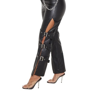 Nuovo Arrivo Nero Del Cuoio Del Faux Vita Alta Fibbia Dettaglio Cinturino Delle Donne Etero <span class=keywords><strong>Pantaloni</strong></span> Gamba - Product Image 4