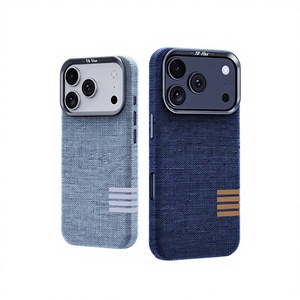 Fundas Magnéticas Antihuellas y Antigolpes de Tela de Lino para iPhone 17 Pro Max, Protección de Lente, Carga Inalámbrica - Product Image 1