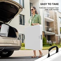 Mesa Plegable GSD para Exteriores de 8 Pies, Portátil, de Plástico Blanco, Larga, para Fiestas, Comedor, Bodas, Silla Plegable
