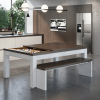Table de billard de salle à manger en bois d'érable massif de haute qualité avec cadre en acier inoxydable, table de billard de 7 pieds personnalisable