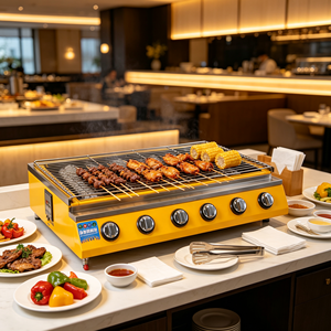 Plancha de Cocina Comercial de Acero Inoxidable con Revestimiento Amarillo, Control de Llama Ajustable, Parrilla Antiadherente con Zonas para Restaurante - Product Image 3