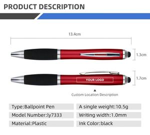 ปากกาลูกลื่นแบบสปอร์ต OEM ปรับแต่งโลโก้ด้วยไฟ LED ขนาด 0.5 มม. วัสดุพลาสติก สำหรับโปรโมชั่น หมึกสีดำ รุ่น WD 2082 - Product Image 2