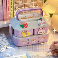 Vente en gros Boîte à lunch Tiffin en plastique double couche empilable hermétique pour garder les aliments Bento Récipient de stockage pour adultes et enfants
