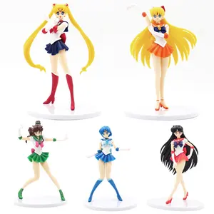 5PCS/SET Sailor Moon Action Figures Chiba Mamoru Chibiusa Kino Makoto Cartoon PVC Anime Figure Toy