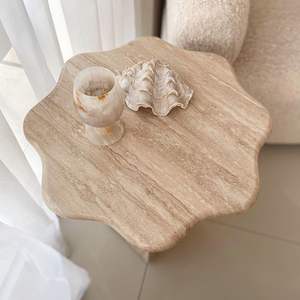 <span class=keywords><strong>Table</strong></span> <span class=keywords><strong>basse</strong></span> ronde en travertin blanc poli à prix avantageux directement de l'usine - Product Image 5