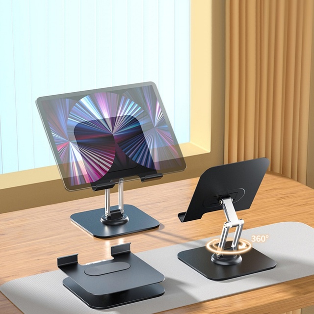 360 Rotating Aluminum Alloy Tablet Stand Foldable Flexible Waterproof Desktop Holder Stable Base iPad Pro/Air/Mini Portable