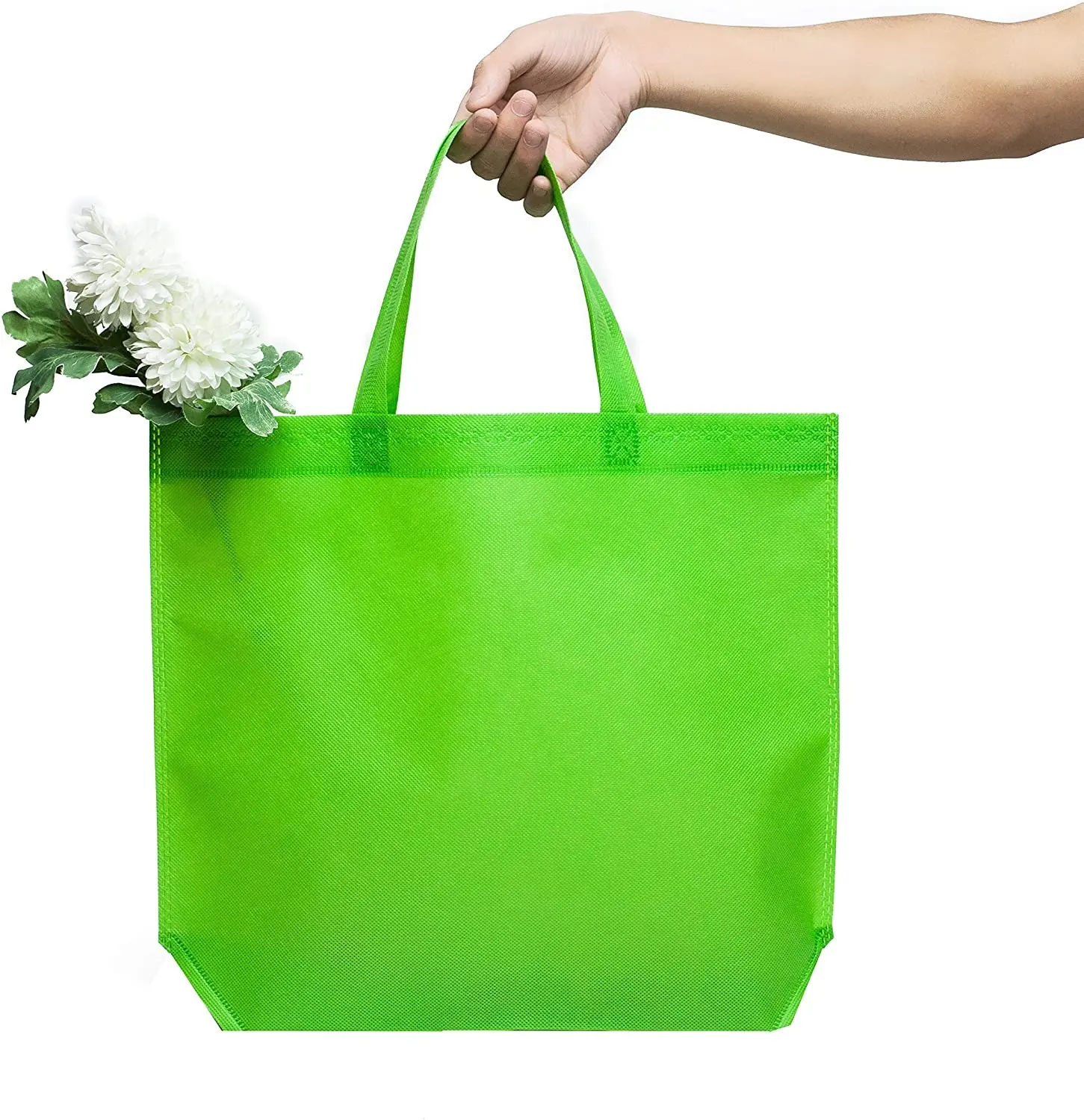 Non-woven Tote Bag Hot Sale Custom Logo Size Collapsible Blank Non Woven Grocery Shopping Tote Bag Green Non-woven Bag