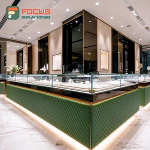 Luxury Commercial Retail Jewelry Display Counter Wood <b>Frame</b> Jewelry Shop Glass Showcase - Product Image 3