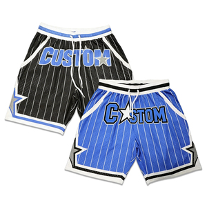 Shorts de sport pour hommes en polyester 100% avec poches zippées, personnalisables avec logo, pour l'été et l'entraînement au basketball - Product Image 1