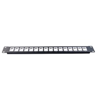 Panneau de brassage vierge haute densité 19 pouces 1U 16 ports avec obturateur pour connecteurs Keystone Cat5e Cat6 Cat6A UTP