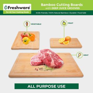ชุดเขียงไม้ไผ่เฟรชแวร์ 3 ชิ้น พร้อมร่องสำหรับน้ำผลไม้ สำหรับใช้ในครัว - Product Image 2