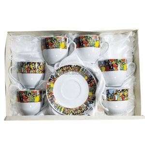 Juego de tazas de café y platillos de porcelana con diseño de arte tradicional etíope, venta directa de fábrica, nuevo diseño - Product Image 1