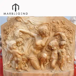 Patung Relief Gambar Dinding Marmer Batu Elegan Tiongkok