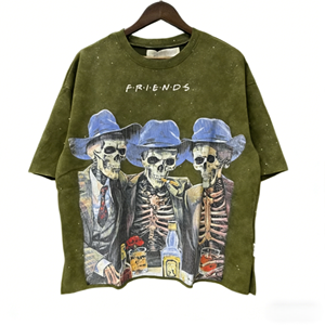 Custom Oversized Streetwear Men's T-Shirts Splash Ink Sublimation Print <strong>Skulls</strong> Graphic High Street Vintage Designer <strong>Tops</strong> - Product Image 4