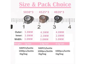 500 pièces <span class=keywords><strong>de</strong></span> micro-anneaux en aluminium et silicone <span class=keywords><strong>de</strong></span> 5 mm, perles <span class=keywords><strong>de</strong></span> liaison pour extensions <span class=keywords><strong>de</strong></span> cheveux humains, perles nano-couvertes - Product Image 2