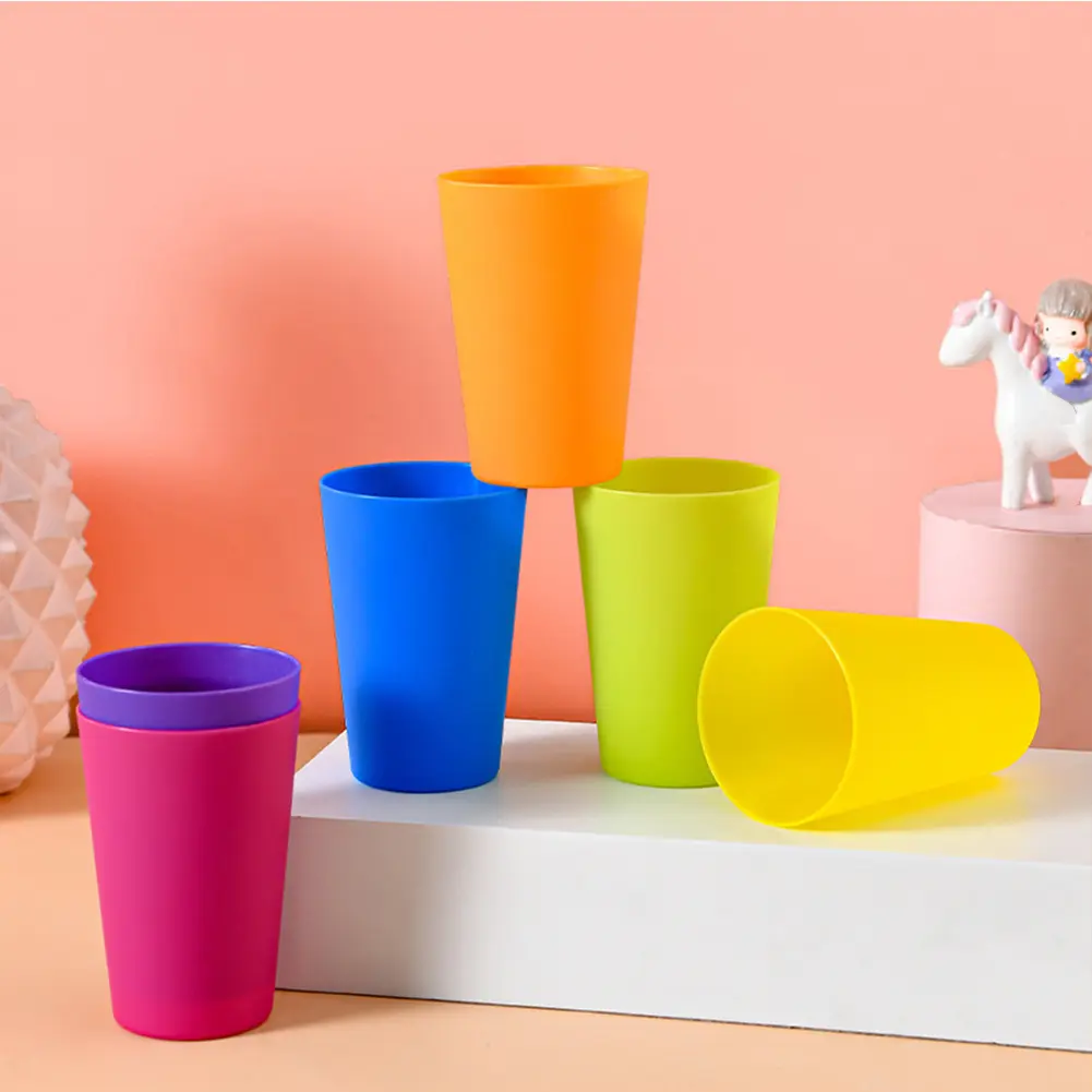 Colorful Wide-mouth Solid Color, 260ml Plastic Water Cups Children's Food & Beverage Milk Cups Drinking Cups Factory Wholesale/