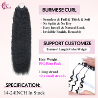 FH En gros Extensions de cheveux humains au crochet, texture Kinky Straight Feathering, 14-24 pouces, Lot de cheveux humains pour tressage au crochet, sans trame