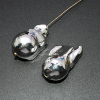 Haute qualité en gros naturel perles baroques d'eau douce platine plaqué or irrégularité perles en vrac pour la fabrication de bijoux à bricoler soi-même