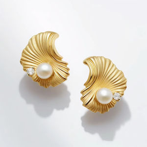 قلادة نسائية فاخرة مرصعة باللؤلؤ مع أقراط أنيقة للزينة مرصعة بالماس سهلة الارتداء AIZL - Product Image 1