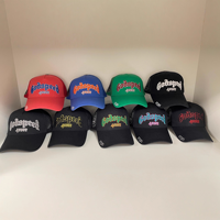 Gorra de Béisbol de Cinco Paneles, Bicolor, de Algodón y Poliéster, Ajustable de 56-60 cm, Cierre a Presión, Unisex, Visera Curva, Estampado de Goma en Relieve, Transpirable