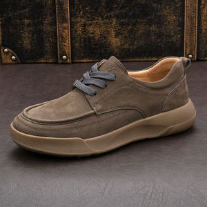 Men Genuine Leather Casual Shoes Vintage Lace‑up Low <b>Top</b> Sneakers Thick Cushioned Sole <b>Walking</b> Shoes for Daily Business Shoes - Product Image 6