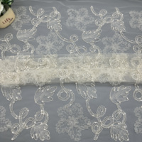 Tissu en dentelle brodée 3D avec cordon et ruban, paillettes dorées, broderie florale 3D pour robes de soirée femme et enfant
