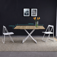 Meubles de salon, cadre en métal, plateau en bois, table basse réglable en hauteur pour appartements