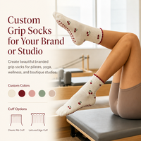 Chaussettes de yoga en coton respirant antidérapantes pour femmes, chaussettes à grip pour la danse, la barre, le ballet, chaussettes de yoga et de pilates personnalisées avec logo