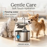 Fontaine à eau automatique pour chat et chien en acier inoxydable 3,2 L avec fenêtre de niveau d'eau, disponible en OEM