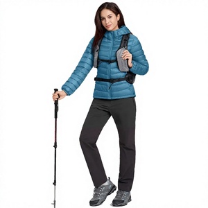 Custom Women's Winter Puffer Jacket Windproof Warm <b>Padded</b> Coats with Hood Canvas Fabric Woven Logo Puffer Jacket - Product Image 1